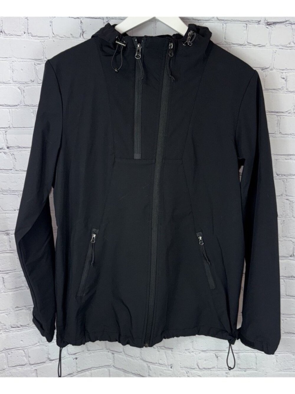ILSE JACOBSEN Hornbaek Rain Coat Women's Size 42/XL Black Full Zip Hooded